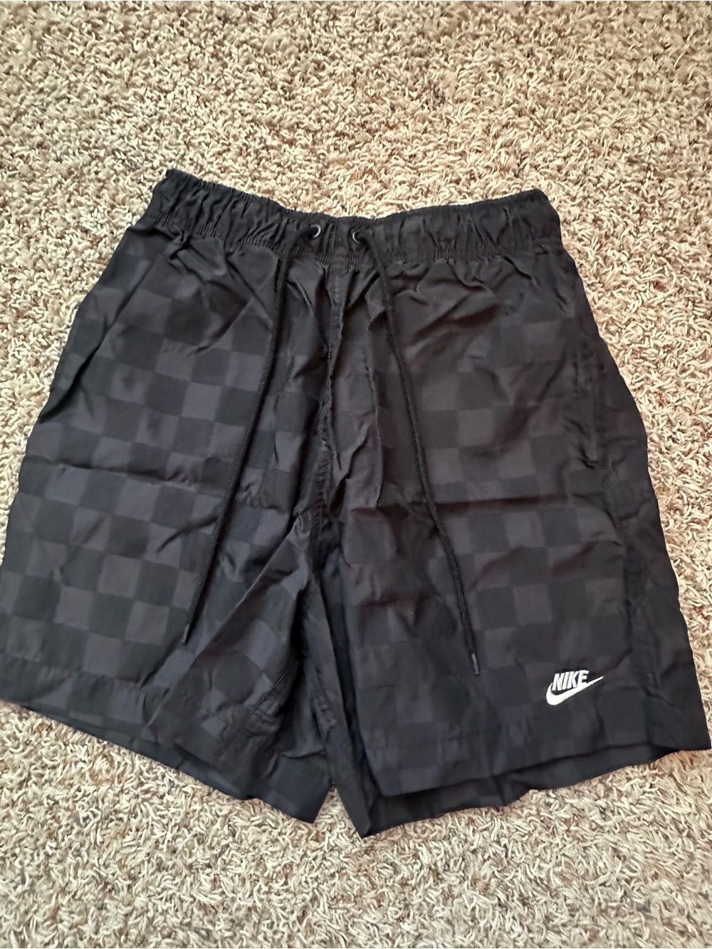 Nike Boys Black Checkerboard Athletic Shorts